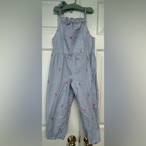 St Pierre Germain Handmade Flamingo Seersucker Jumpsuit. Size 7-8.